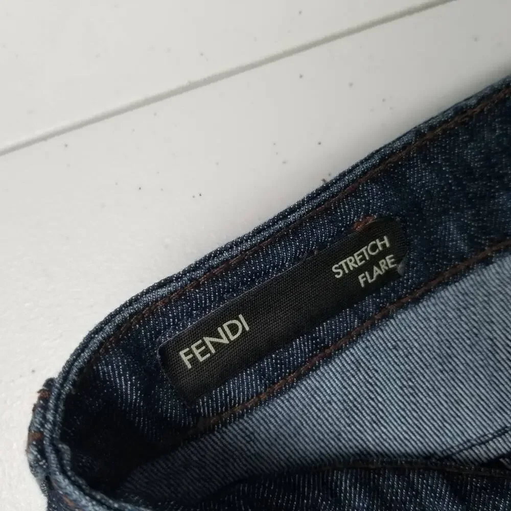 Buffalo David Bitton Blue Denim Jeans Fendi Stretch Flare Boot Flap Pockets 28